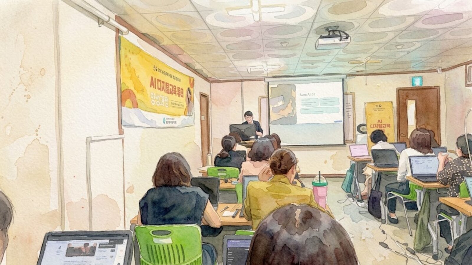 강의실 뒤쪽에서 바라본 수업 전경